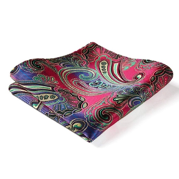 Unbranded Other - Mens Pocket Square Handkerchief Paisley Red